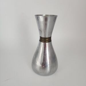 Vintage Silver Tone Brass Bud Vase 5.5" Tall Table Top Decor Minimalist India